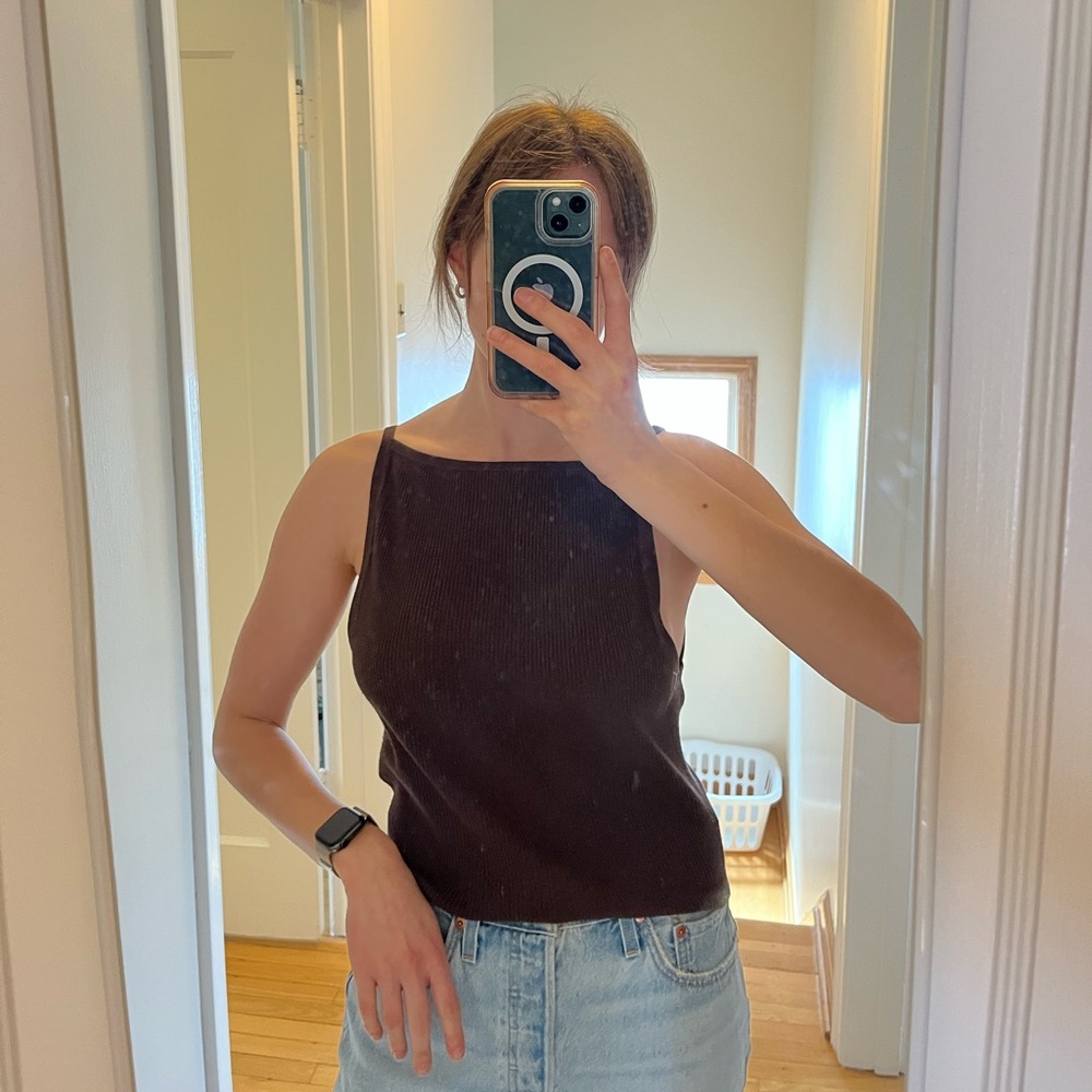 &other stories Brown Boat Neck Tank Top, side M